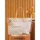 Louis Vuitton N41361 Checkered/Beige NEVERFULL Medium Handbag Damier Azur: Size - 32x28.5x17cm