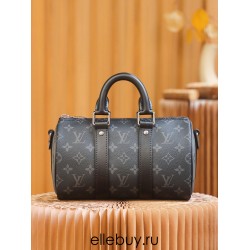 Louis Vuitton M46271 Monogram Eclipse Black Keepall 25 Handbag Monogram Eclipse Black Reverse: Size - 25x15x11cm