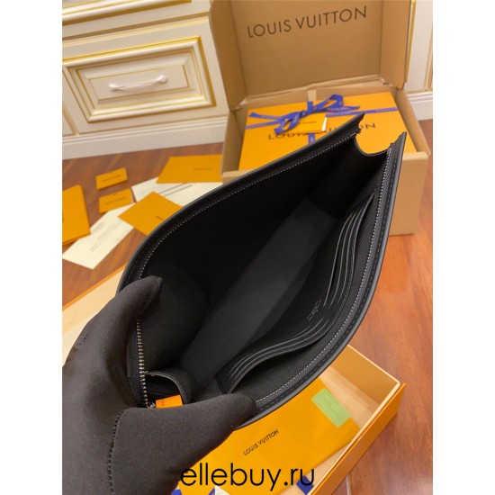 Louis Vuitton M61692 Monogram Eclipse Black! Black and Gray Monogram Eclipse Black Pochette Voyage Medium Handbag: Size - 26cmx20cmx5.0 cm