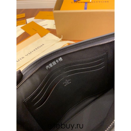 Louis Vuitton M61692 Monogram Eclipse Black! Black and Gray Monogram Eclipse Black Pochette Voyage Medium Handbag: Size - 26cmx20cmx5.0 cm