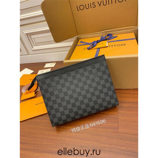 Louis Vuitton N41696 Damier Graphite Monogram Black POCHETTE VOYAGE Handbag Black and Gray Monogram Eclipse Black: Size - 26.0x20.0x5.0 cm