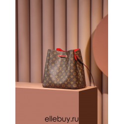 Louis Vuitton M44021 Red Gaston-Louis NeoNoe Bucket Bag Monogram: Size - 26x26x17.5 cm