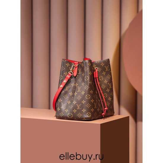 Louis Vuitton M44021 Red Gaston-Louis NeoNoe Bucket Bag Monogram: Size - 26x26x17.5 cm