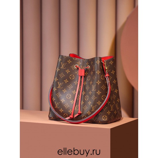 Louis Vuitton M44021 Red Gaston-Louis NeoNoe Bucket Bag Monogram: Size - 26x26x17.5 cm