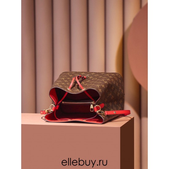 Louis Vuitton M44021 Red Gaston-Louis NeoNoe Bucket Bag Monogram: Size - 26x26x17.5 cm