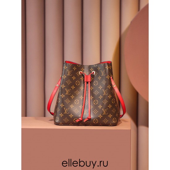 Louis Vuitton M44021 Red Gaston-Louis NeoNoe Bucket Bag Monogram: Size - 26x26x17.5 cm