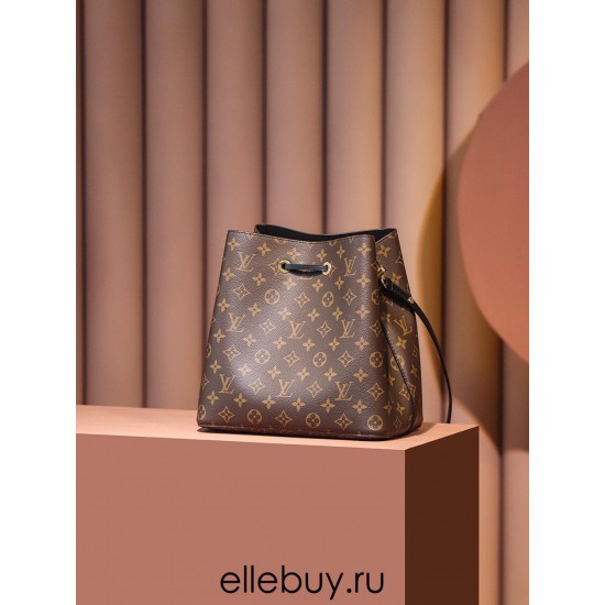 Louis Vuitton M44020 Black Gaston-Louis NeoNoe Bucket Bag Monogram: Size - 26x26x17.5 cm