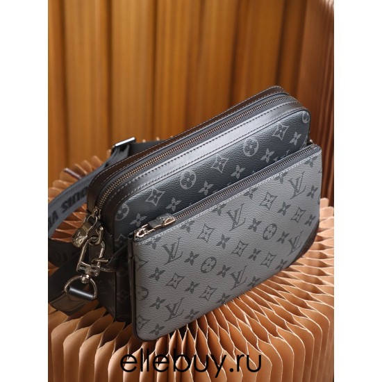 Louis Vuitton M69443 TRIO POCHETTE Handbag Monogram Eclipse Black: Size - 25x18.5x7cm