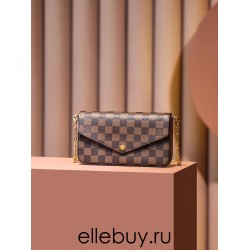 Louis Vuitton N63032 Damier Ebène Monogram coffee color Pochette FÉLICIE Felicie WOC Chain Bag Size: 21.0x 12.0x 3.0 cm