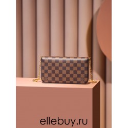 Louis Vuitton N63032 Damier Ebène Monogram coffee color Pochette FÉLICIE Felicie WOC Chain Bag Size: 21.0x 12.0x 3.0 cm