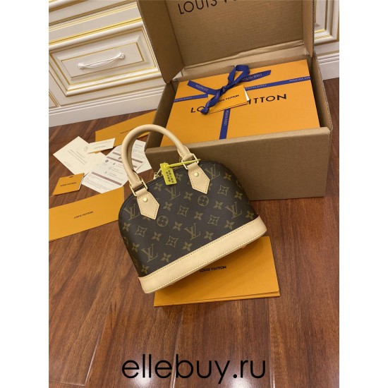 Louis Vuitton M53152 Monogram Woven Double Shoulder Strap Alma BB Handbag: Size - 23.5x17.5x11.5 cm