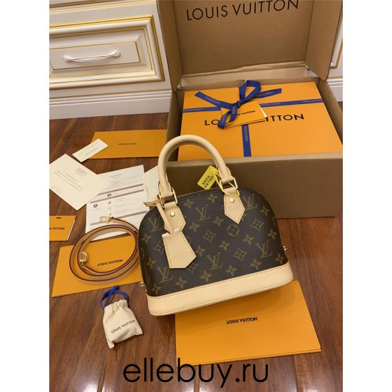 Louis Vuitton M53152 Monogram Woven Double Shoulder Strap Alma BB Handbag: Size - 23.5x17.5x11.5 cm