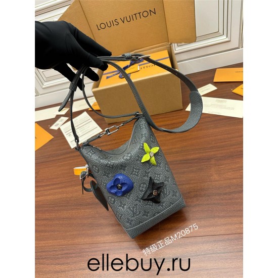 Louis Vuitton HOBO CRUISER Small Handbag (M20875) Gray 2022 Fall/Winter Designer Virgil Abloh Taurillon Monogram Leather: Size - 17x24x8.5cm