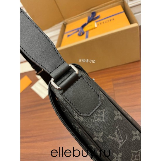 Louis Vuitton DISTRICT Small Messenger Bag (M46255) Monogram Eclipse Black Monogram Eclipse Black: Size - 26x20x7cm