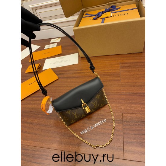 Louis Vuitton PADLOCK ON STRAP Handbag (M80559) Black Monogram Size: 19x11x3cm