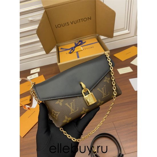 Louis Vuitton PADLOCK ON STRAP Handbag (M80559) Black Monogram Size: 19x11x3cm