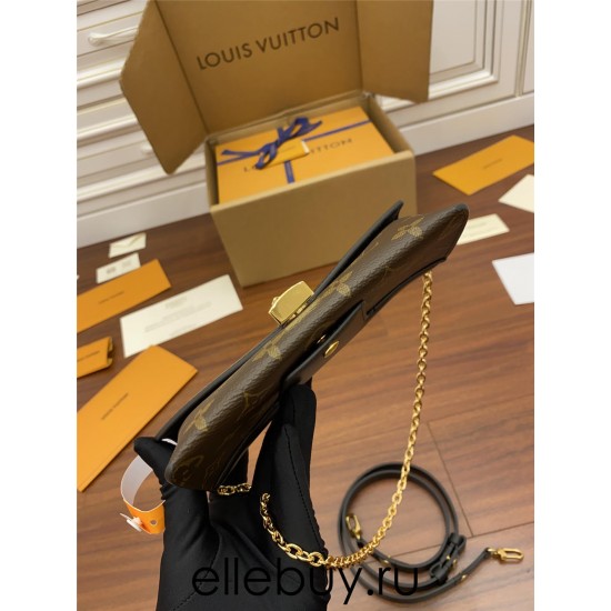 Louis Vuitton PADLOCK ON STRAP Handbag (M80559) Black Monogram Size: 19x11x3cm