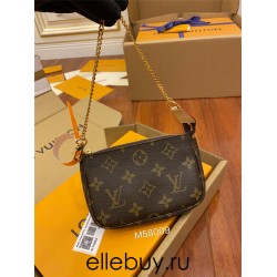 Louis Vuitton M58009 MINI POCHETTE ACCESSORIES Classic Monogram Coin Purse Hand Clutch Size: 15.5x10.5x4cm