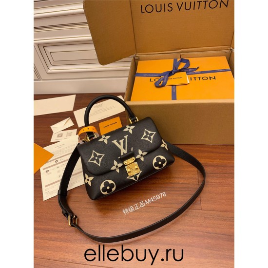 Louis Vuitton M45978 Black Print Madeleine BB Handbag Monogram Empreinte Leather Size: 24x17x8.5 cm