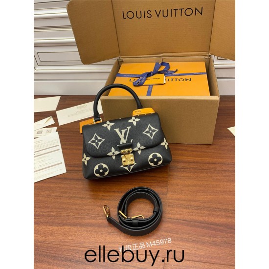 Louis Vuitton M45978 Black Print Madeleine BB Handbag Monogram Empreinte Leather Size: 24x17x8.5 cm