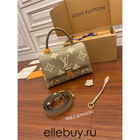 Louis Vuitton M46041 Bicolor Embossed Grained Calfskin New Madeleine Medium Handbag Monogram Empreinte Embossed Leather Size: 30x19.5x11 cm