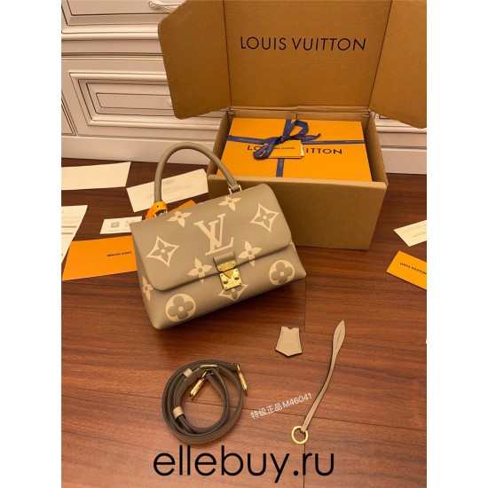 Louis Vuitton M46041 Bicolor Embossed Grained Calfskin New Madeleine Medium Handbag Monogram Empreinte Embossed Leather Size: 30x19.5x11 cm