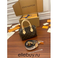 Louis Vuitton SPEEDY 20 Pillow Bag (New Strap) M46234 Monogram Canvas Leather Trim and Fabric Lining Size: 20.5x12.5x12cm