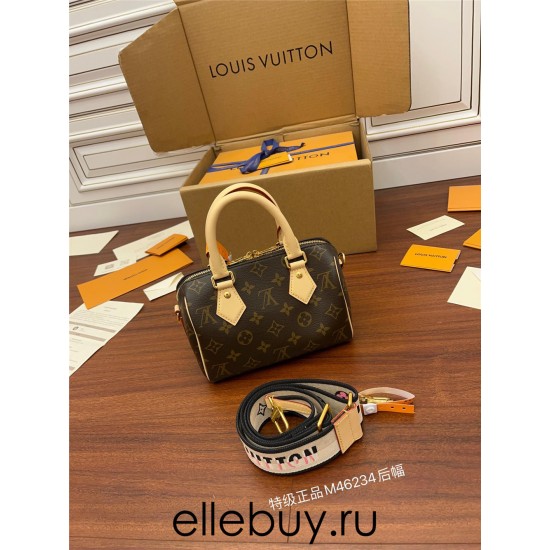 Louis Vuitton SPEEDY 20 Pillow Bag (New Strap) M46234 Monogram Canvas Leather Trim and Fabric Lining Size: 20.5x12.5x12cm