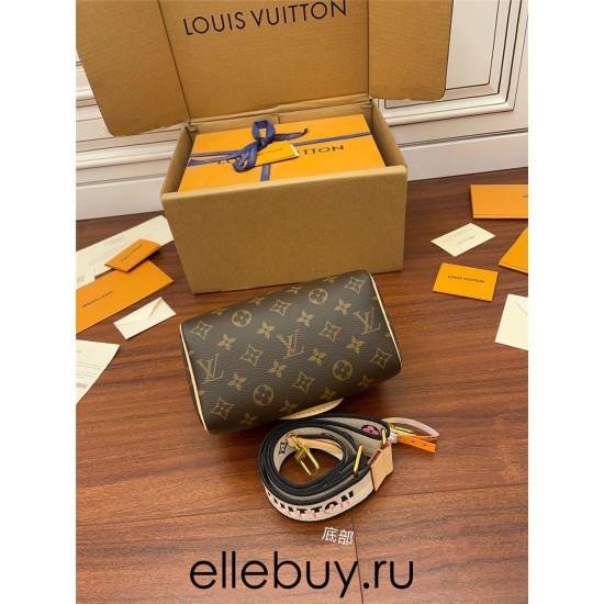 Louis Vuitton SPEEDY 20 Pillow Bag (New Strap) M46234 Monogram Canvas Leather Trim and Fabric Lining Size: 20.5x12.5x12cm