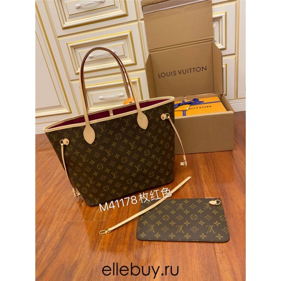 Louis Vuitton M41178 Monogram / Peony Pink NEVERFULL Medium Handbag Monogram Size: 32x28.5x17cm