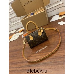 Louis Vuitton NANO SPEEDY Handbag (M81085) Nano Speedy Monogram Size: 16x10x7.5cm