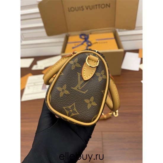 Louis Vuitton NANO SPEEDY Handbag (M81085) Nano Speedy Monogram Size: 16x10x7.5cm