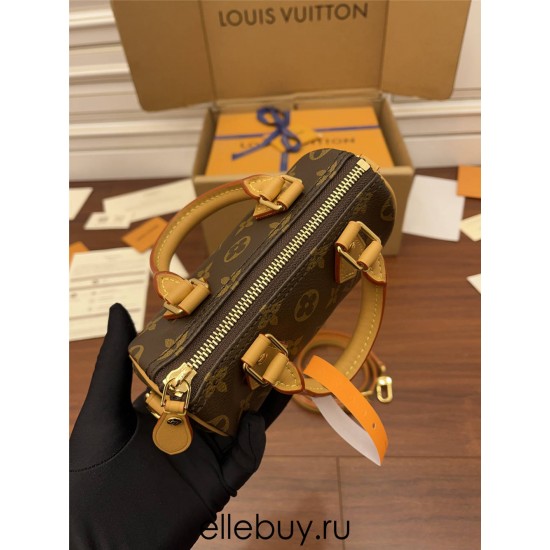 Louis Vuitton NANO SPEEDY Handbag (M81085) Nano Speedy Monogram Size: 16x10x7.5cm