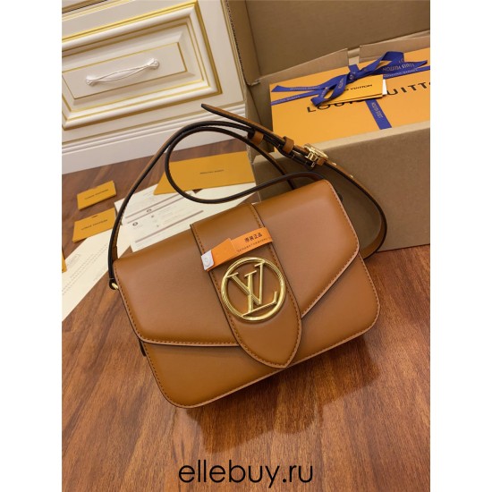 Louis Vuitton M55952 Brown Pont 9 SOFT Medium Handbag LV Pont 9 Soft Handbag with Glossy Leather Size: 25x17.5x8 cm