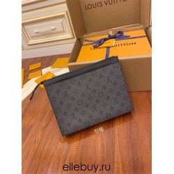 Louis Vuitton M69535 Pochette Voyage Medium Clutch Monogram Eclipse Black Reverse Canvas, Size: 27.0×21.0×3.0cm