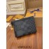 Louis Vuitton N60444 POCHETTE VOYAGE Clutch! Damier Graphite 3D Canvas, 27x21x6cm (Length x Height x Width)