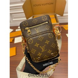 Louis Vuitton UTILITY PHONE POCKET Phone Bag (M80746) Monogram Canvas, Size: 16x19x6cm