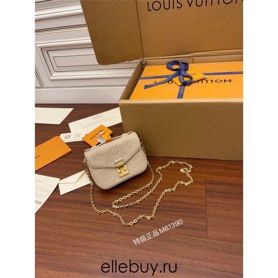 Louis Vuitton MICRO MÉTIS Metis Chain Bag (M81390) Yellow Flower Monogram Empreinte Leather, Size: 14x11x3.5cm