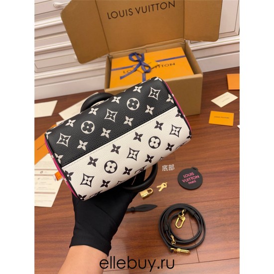 Louis Vuitton SPEEDY BANDOULIÈRE 20 Handbag (M46088) Black Speedy Bandoulière 20 Handbag Monogram Empreinte Leather, Size: 20.5x13.5x12CM