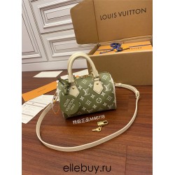 Louis Vuitton SPEEDY BANDOULIÈRE 20 Handbag (M46118) Green Monogram Empreinte Leather, Size: 20.5x13.5x12CM