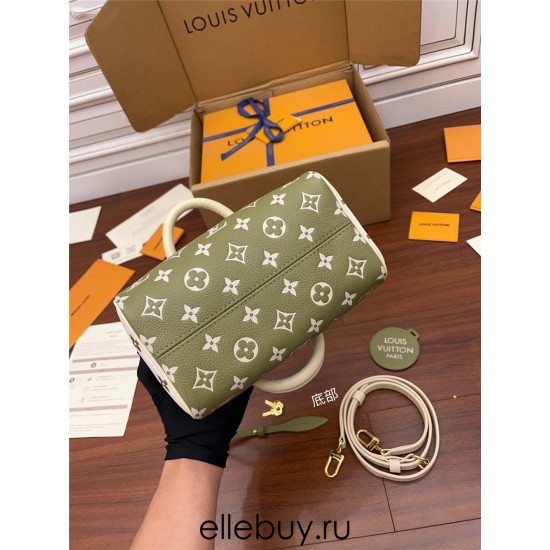 Louis Vuitton SPEEDY BANDOULIÈRE 20 Handbag (M46118) Green Monogram Empreinte Leather, Size: 20.5x13.5x12CM