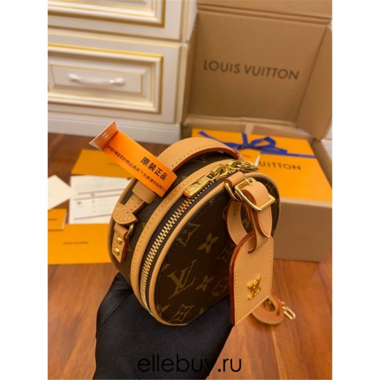 Louis Vuitton M44699 Mini Boite Chapeau SOUPLE Handbag Monogram Coated Canvas, Malletage stitching lining, Size: 13.0x12.0x6.5cm