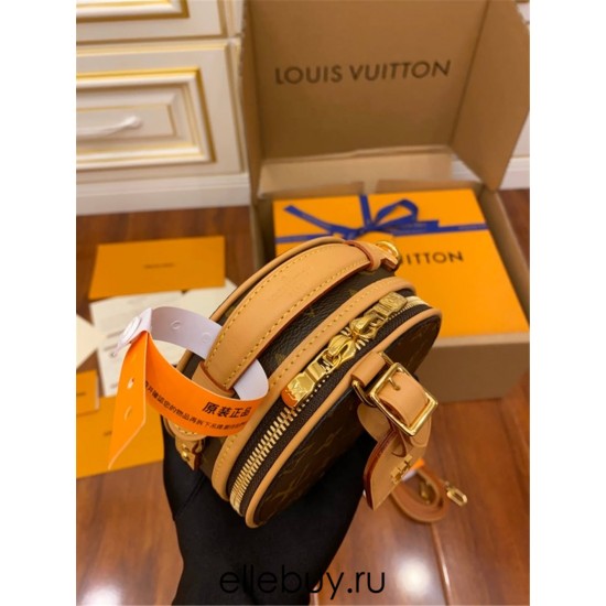 Louis Vuitton M44699 Mini Boite Chapeau SOUPLE Handbag Monogram Coated Canvas, Malletage stitching lining, Size: 13.0x12.0x6.5cm