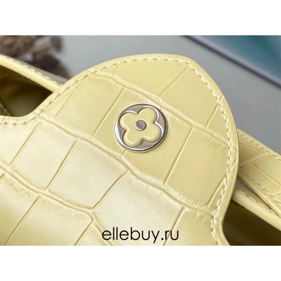 Louis Vuitton M48865 Yellow Crocodile Grain Silver Button Capucines BB Handbag Crocodile Skin Pattern, Size: 27x18x9cm