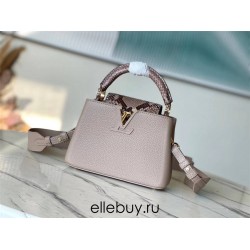 Louis Vuitton N99387/M48865 Gray Snake Shoulder Capucines BB Handbag Grained Taurillon Leather, Size: 27 x18x9cm