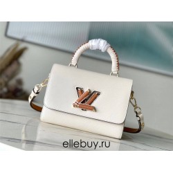 Louis Vuitton M22236 Beige (Woven) Twist Medium Handbag Epi Embossed Leather, woven leather wrapped LV Twist lock and top handle, Size: 23.0x17.0x9.5cm