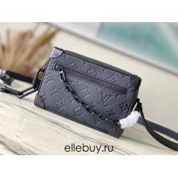 Louis Vuitton M55702 Black Litchi Grain MINI SOFT TRUNK Handbag Signature Monogram Print, Size: 18.5x13x8cm