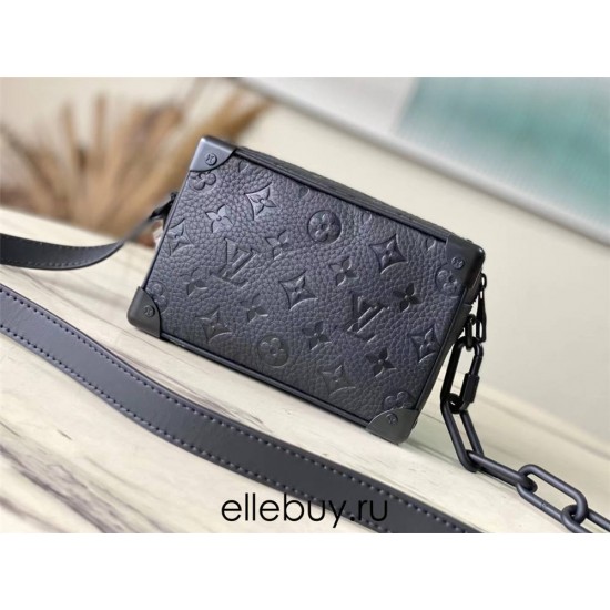 Louis Vuitton M55702 Black Litchi Grain MINI SOFT TRUNK Handbag Signature Monogram Print, Size: 18.5x13x8cm