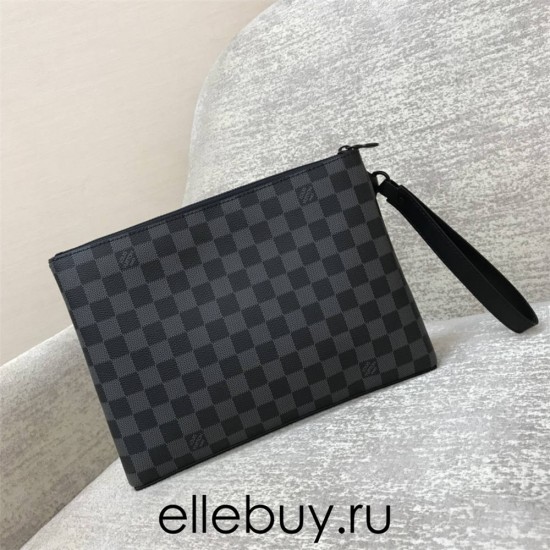 Louis Vuitton TAKEOFF Clutch (N40504) Monogram Eclipse Black Takeoff Clutch Damier Infini Leather, Size: 30x22x5cm