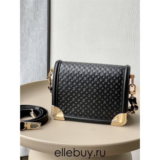 Louis Vuitton Dauphine Mini Handbag (M22597) Black Embossed Calfskin, Size: 20x15x9cm